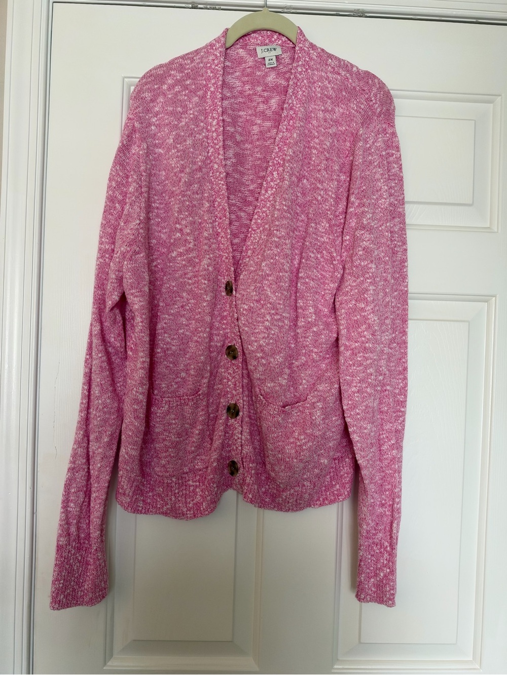 J. Crew Factory Pink Marled Button-Front Cardigan